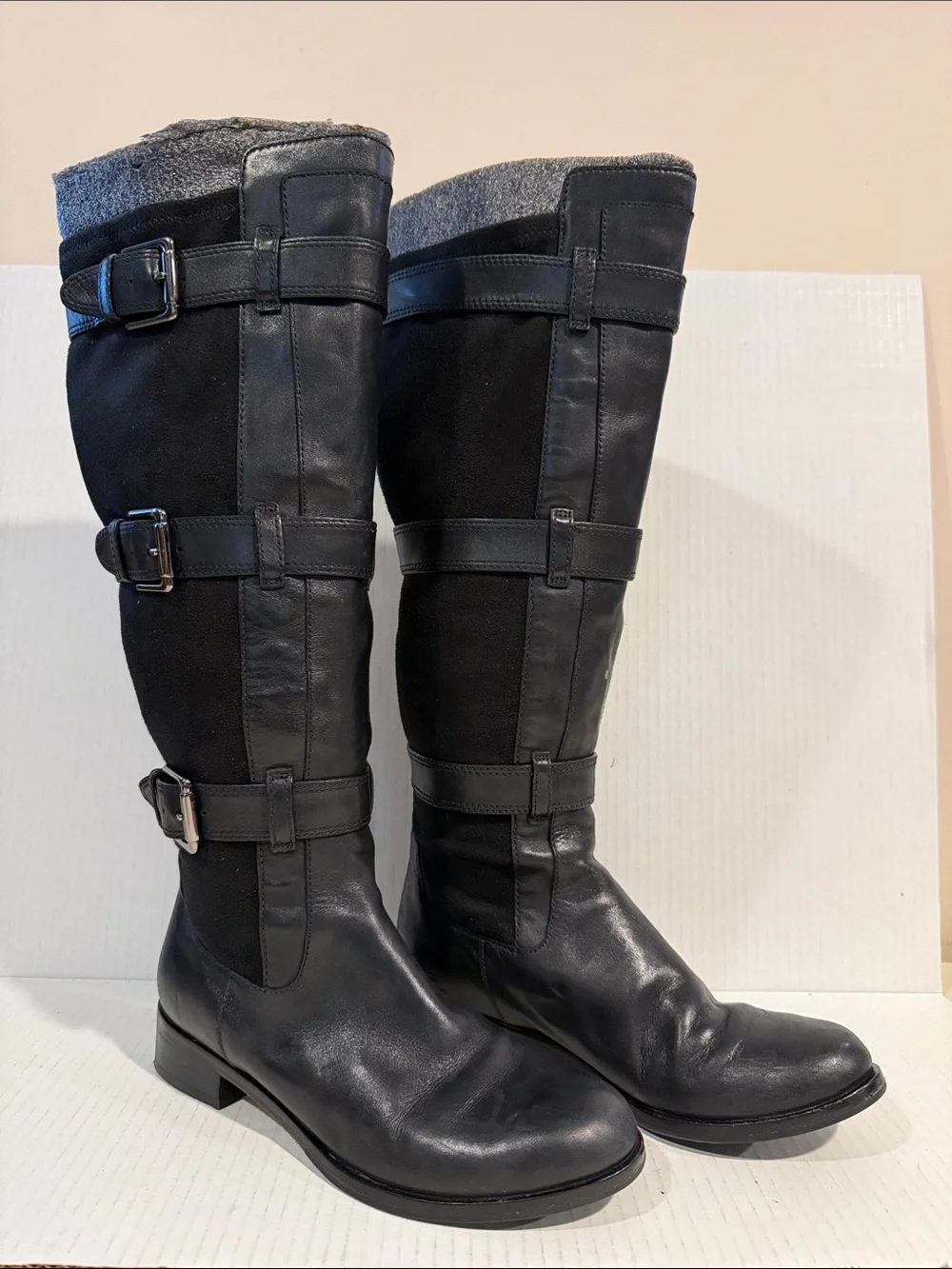 Cole Haan Black Tall Riding Boots with Buckles (sz 6.5)